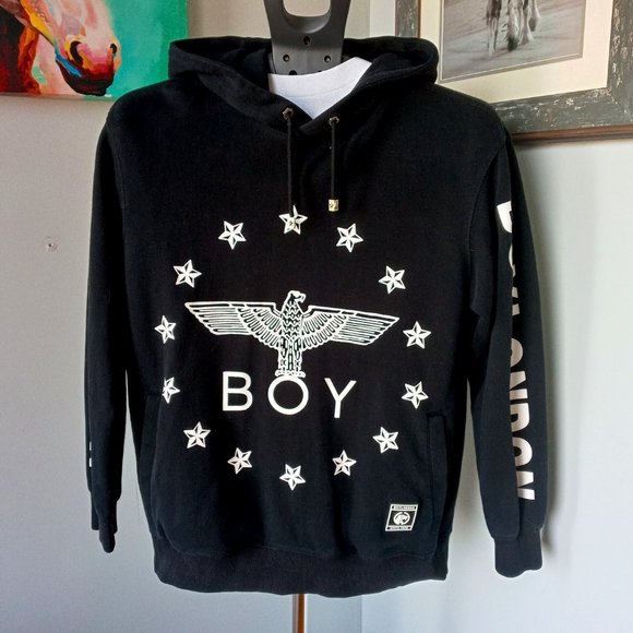 Boy London Globe Star Eagle  black/white Hoodie size M - Picture 1 of 12